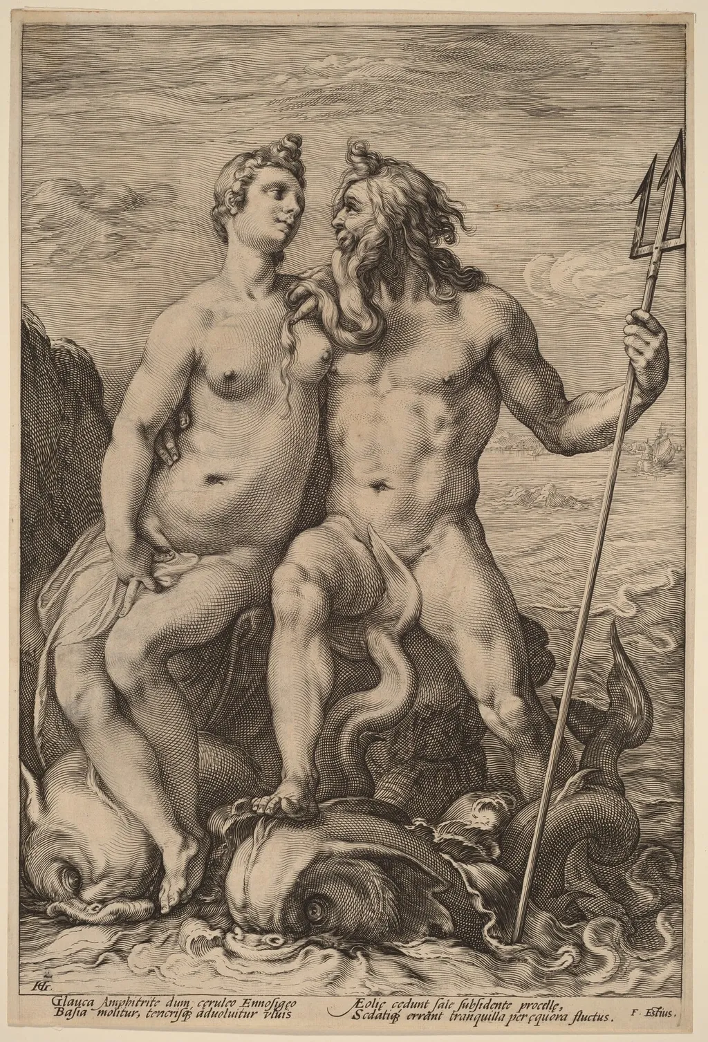 Neptune and Amphitrite, by Hendrik Goltzius, ink, 1594