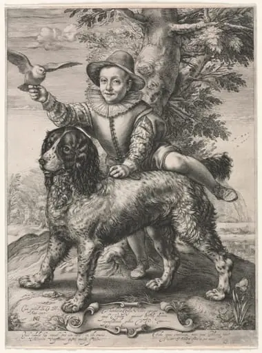 Portrait of Frederick de Vries and His Dog, by Hendrik Goltzius