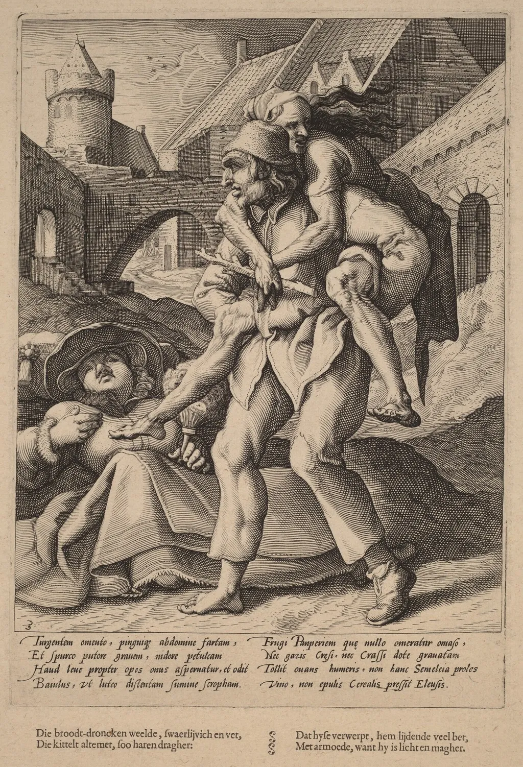 Poverty is Easier to Bear Than Luxury, by Hendrik Goltzius, ink, 1592