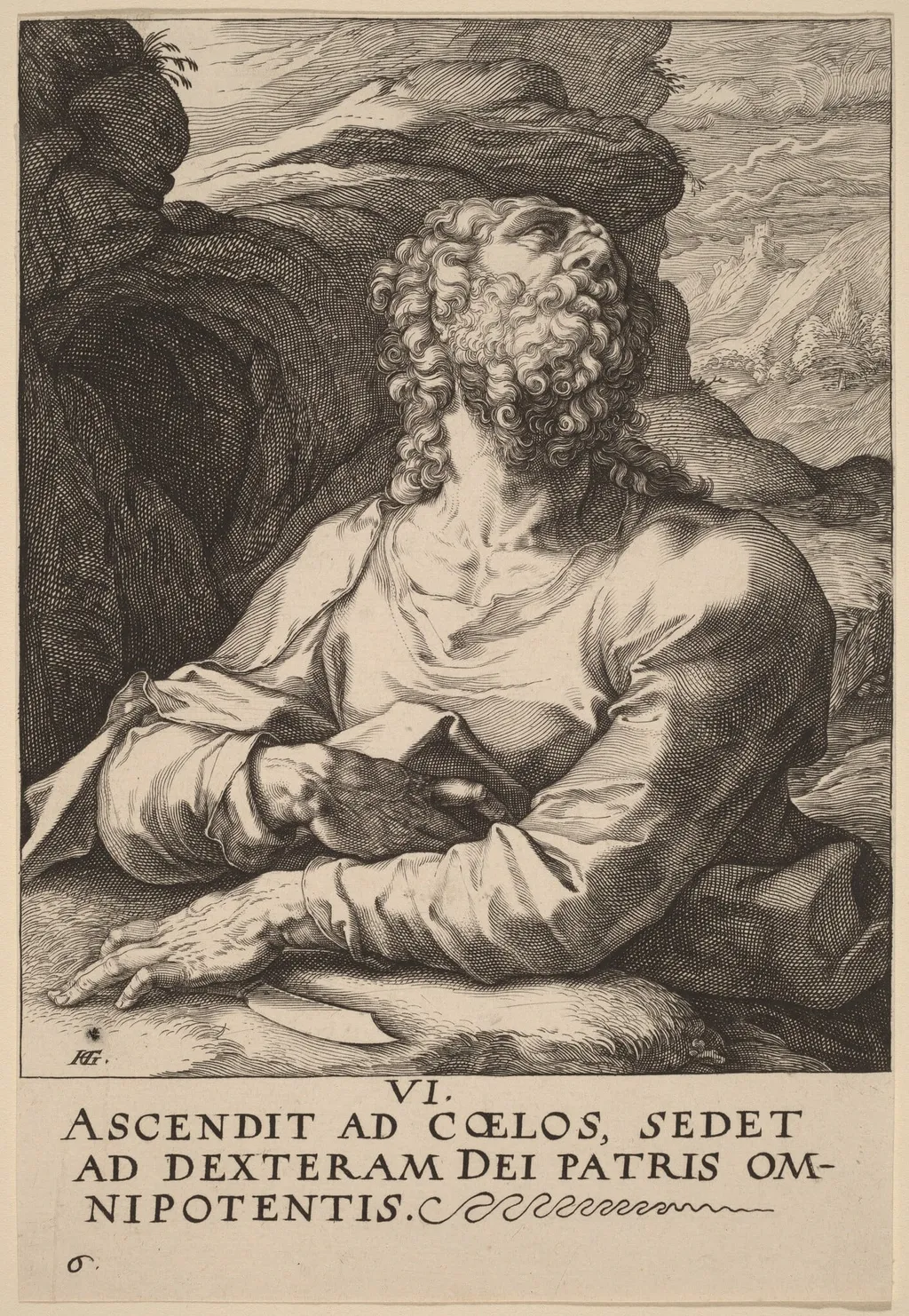 Saint Bartholomew, by Hendrik Goltzius, ink, 1589