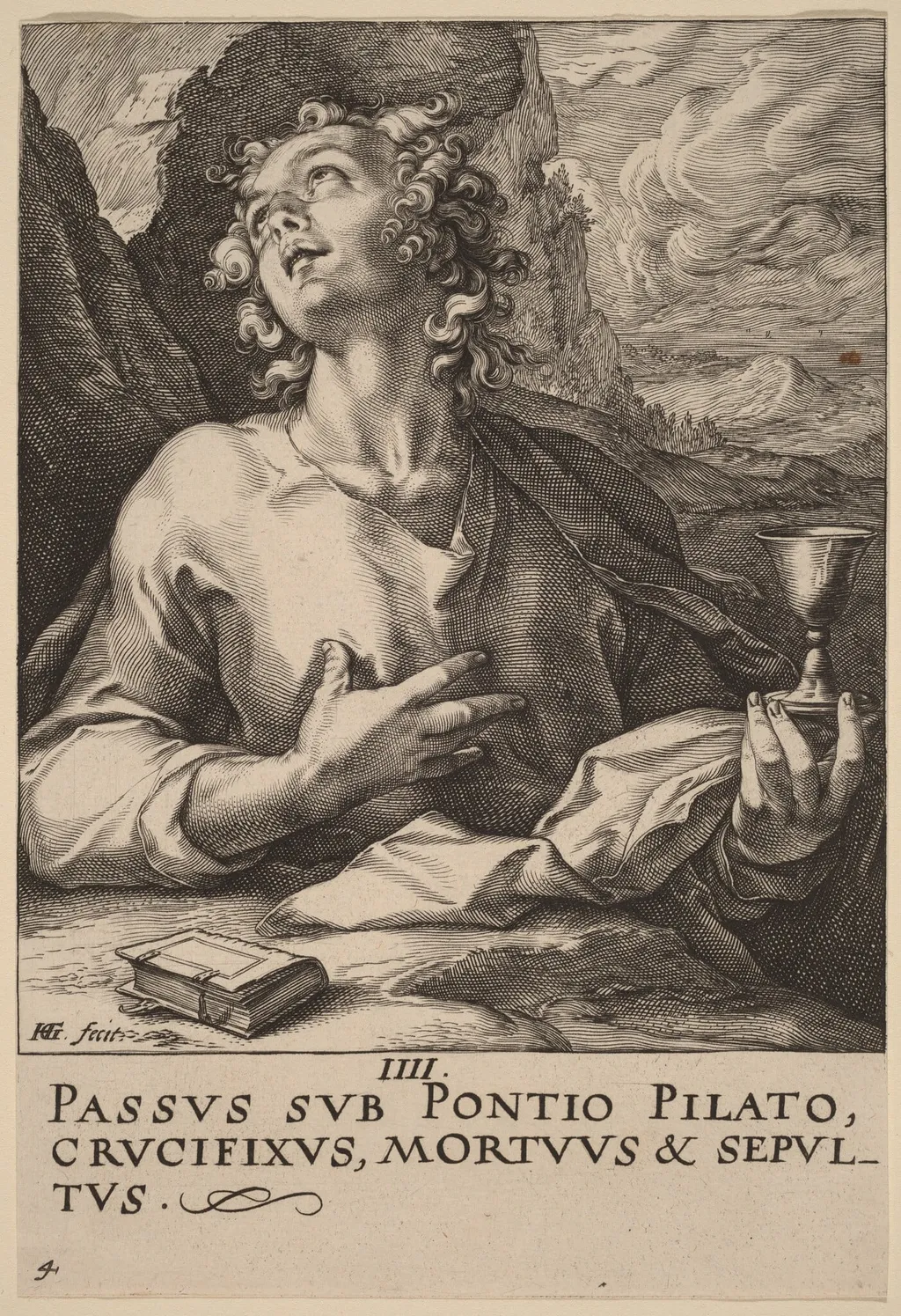 Saint John, by Hendrik Goltzius, ink, 1589