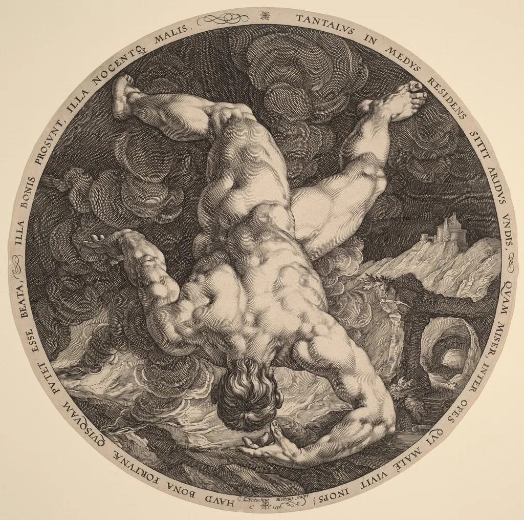 Tantalus, by Hendrik Goltzius, ink, 1588
