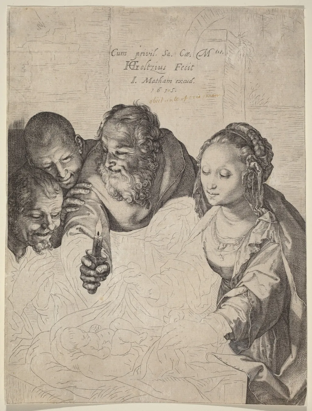 The Adoration of the Shepherds, by Hendrik Goltzius, ink, 1615