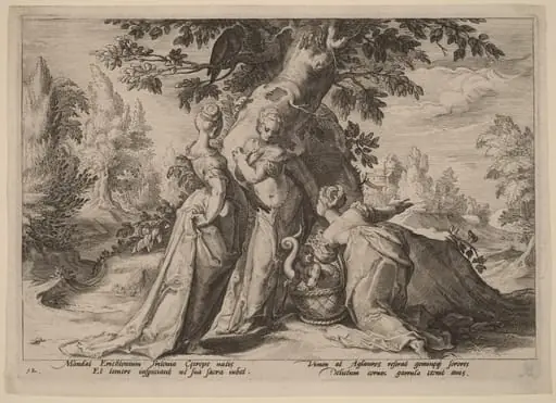 The Daughters of Cecrops Open the Casket Entrusted to Them by Minerva, by Hendrik Goltzius