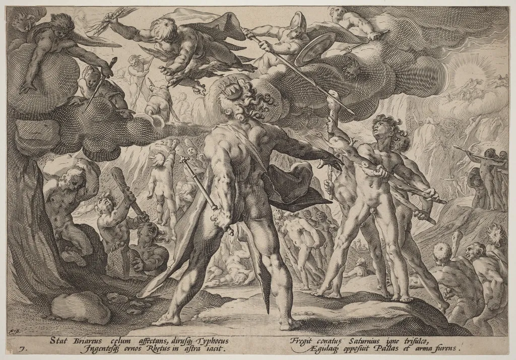 The Giants Climbing the Heavens, by Hendrik Goltzius, ink, 1589