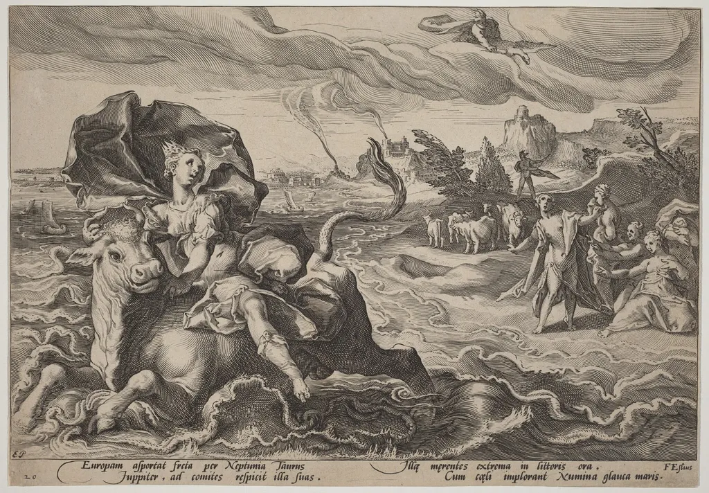 The Rape of Europa, by Hendrik Goltzius, ink, 1589