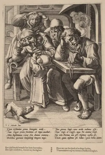 When Your Purse Is Empty, You Eat Bones Not Bacon, by Hendrik Goltzius