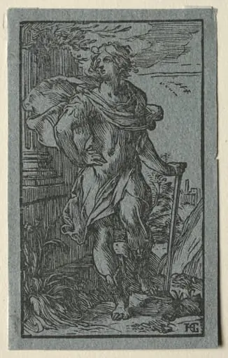 Young Man Standing with a Cane, by Hendrik Goltzius