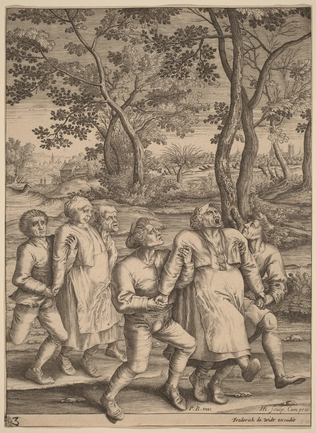 Epileptics Walking to the Right, by Hendrik Hondius I, ink, 1642