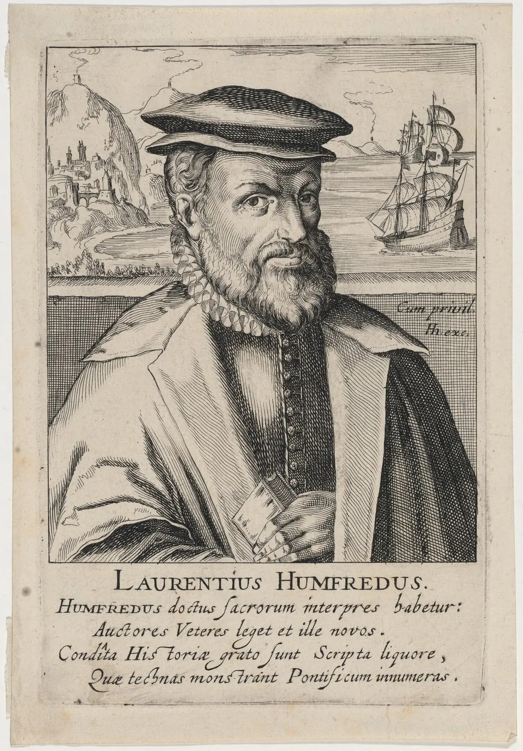 Laurence Humphrey, Dean of Winchester, by Hendrik Hondius I, ink, 1611