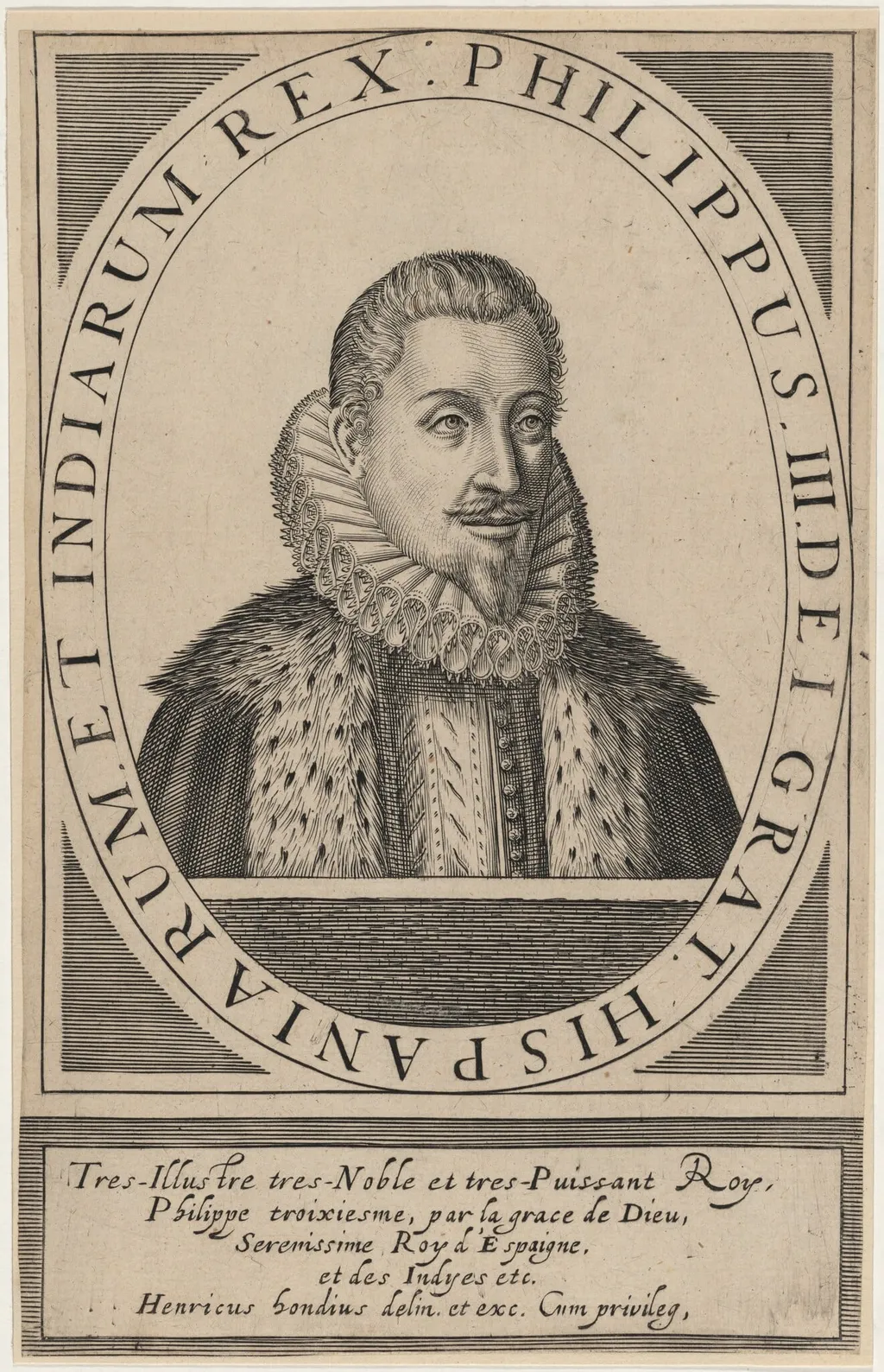 Philip III, King of Spain, by Hendrik Hondius I, ink, 1611
