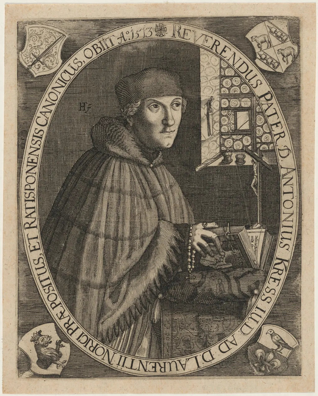 Rev. Father Antonius Kress, by Hendrik Hondius I, ink, 1611