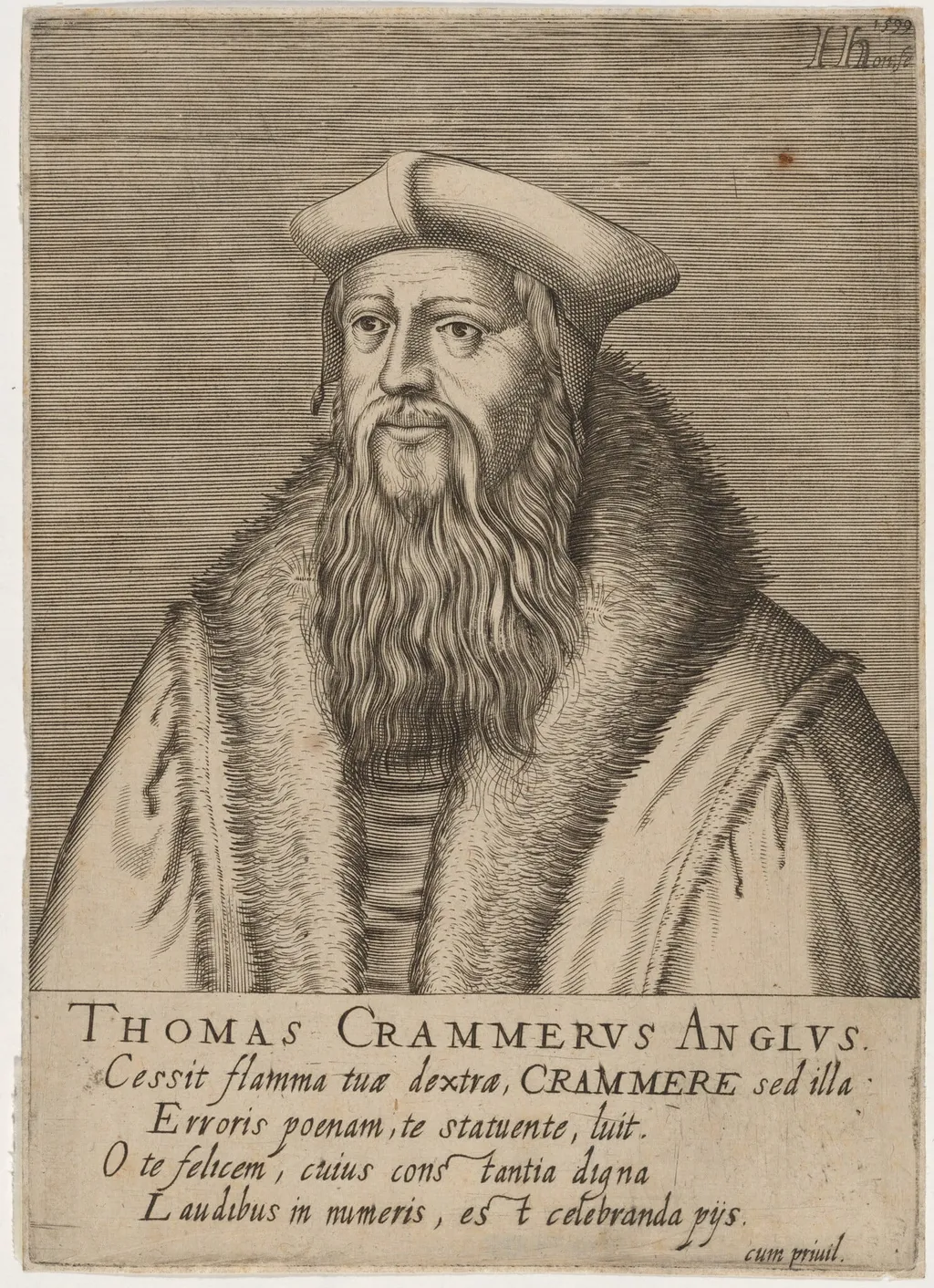 Thomas Cranmer, Archbishop of Canterbury, by Hendrik Hondius I, ink, 1599