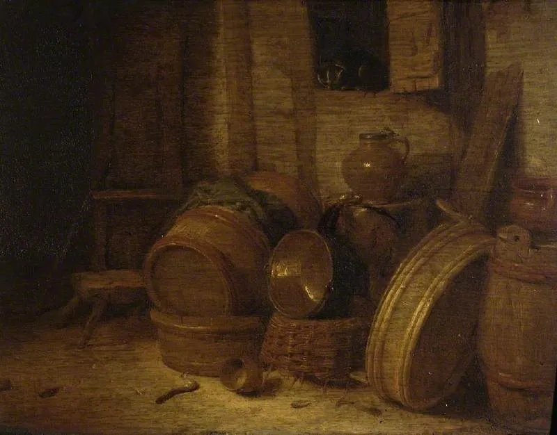 A Kitchen, by Hendrik Martenszoon Sorgh, oil, 1650