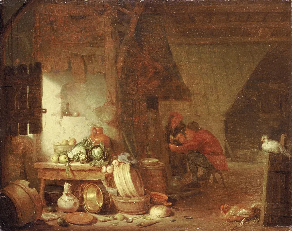 Interior of Peasant's Kitchen, by Hendrik Martenszoon Sorgh, unspecified, 1650