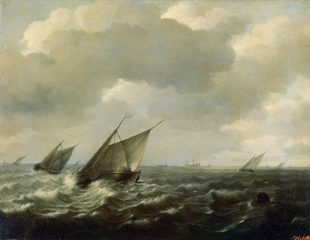Sailing Vessels in a Strong Wind, by Hendrik Martenszoon Sorgh