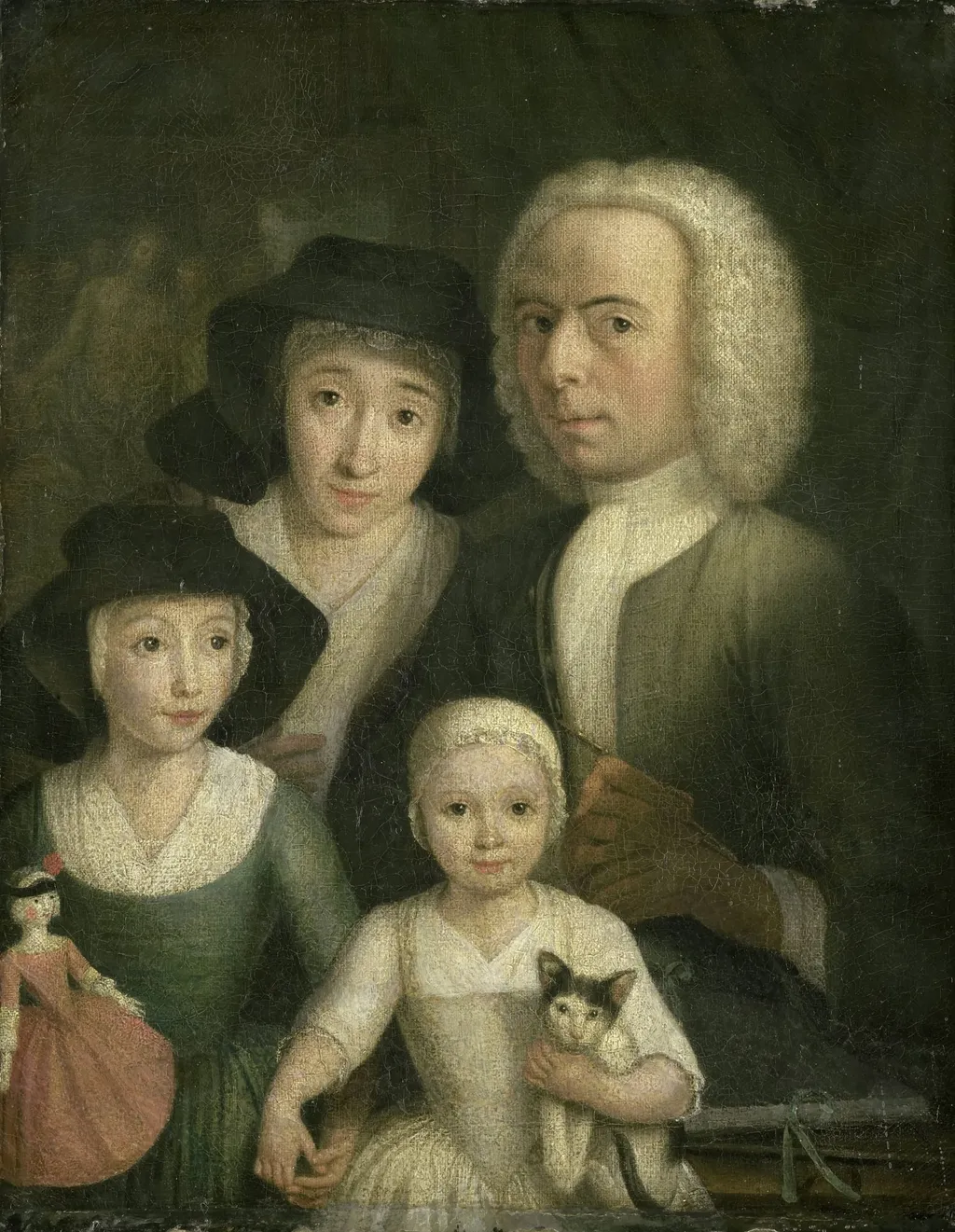 Self Portrait with his Wife Sanneke van Bommel and their two Children, by Hendrik Spilman, unspecified, 1772
