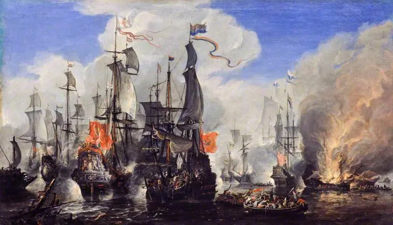 An Engagement between the English and the Dutch Fleets, by Hendrik van Minderhout