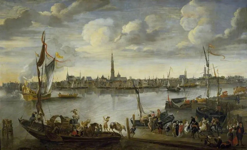 View of the Roads of Antwerp from the West Bank, by Hendrik van Minderhout