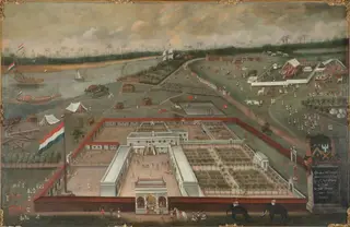 De handelsloge van de VOC in Hougly in Bengalen