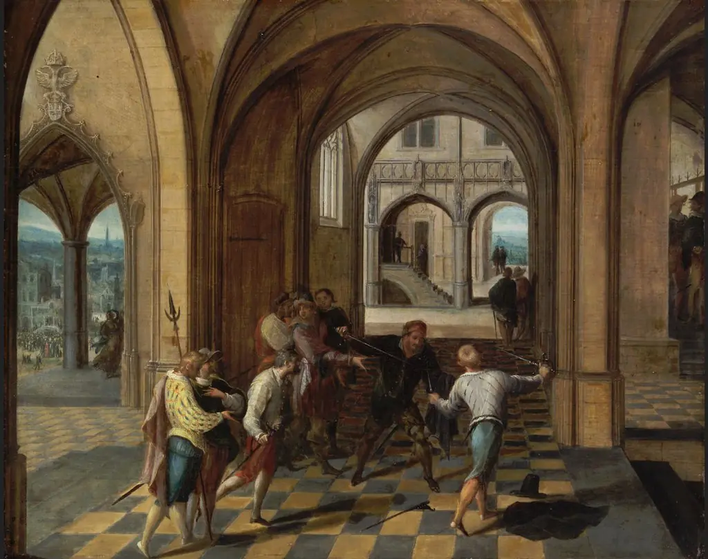 Fencing bout, by Hendrik van Steenwijk I