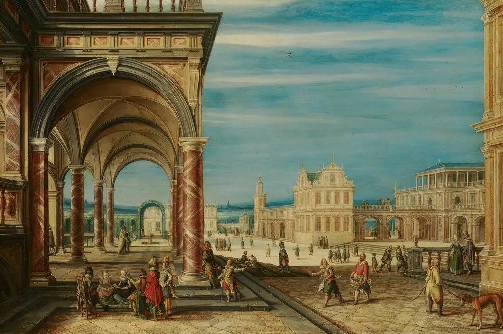 A Square with Imaginary Buildings, by Hendrik van Steenwijk II