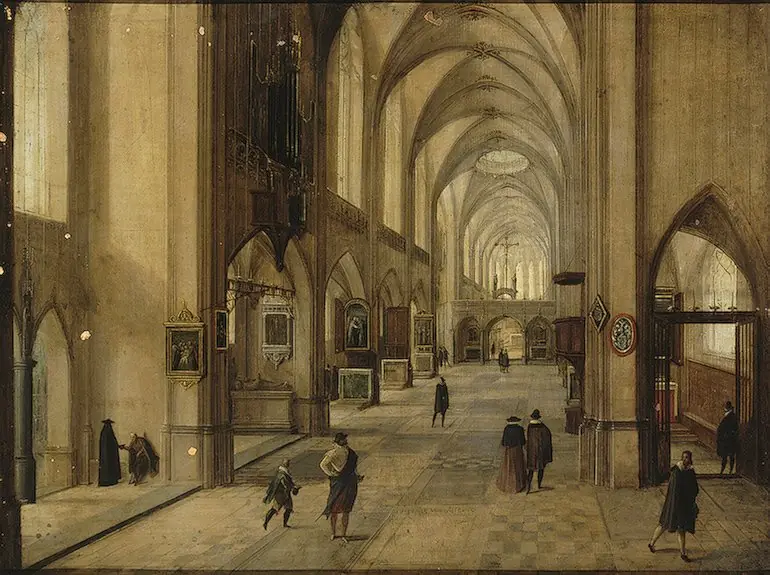 Interior of a Gothic Church, by Hendrik van Steenwijk II