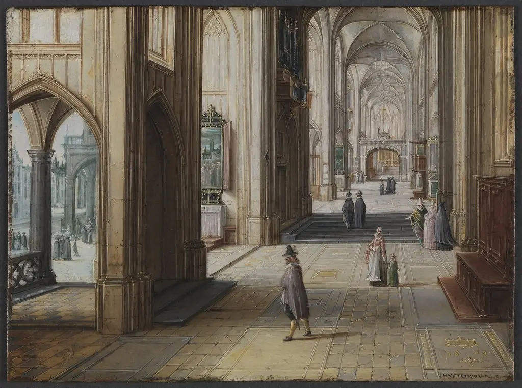 Interior of a Gothic Church Looking East, by Hendrik van Steenwijk II