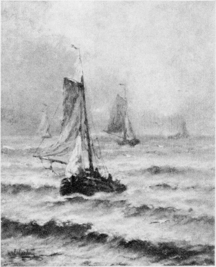 Zee met schepen, by Hendrik Willem Mesdag