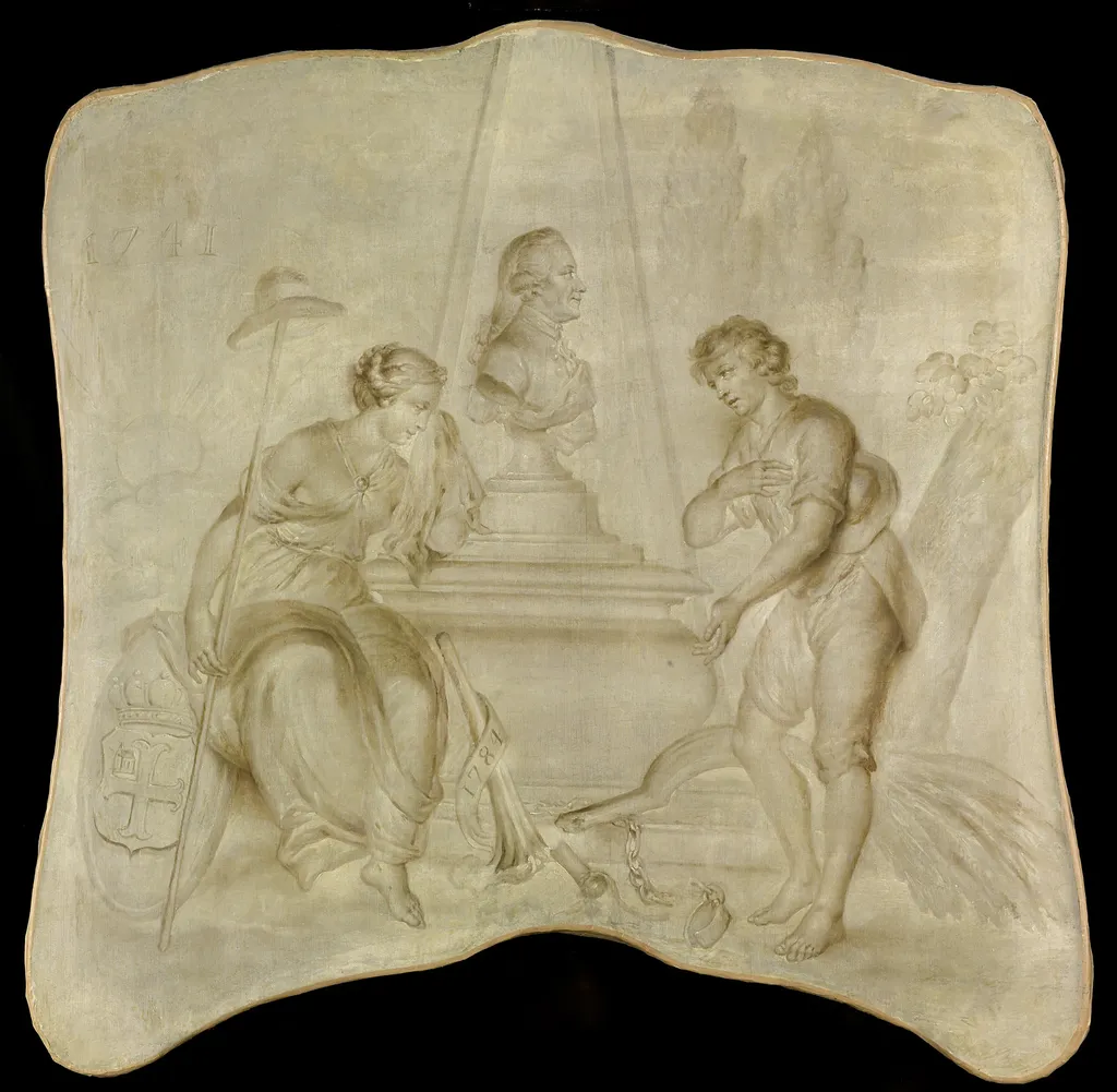 Peace and Patriotism Mourning on the Tomb of Joan-Derk, Baron van der Capellen tot den Pol, by Hendrik Willem Schweickhardt, oil, 1794