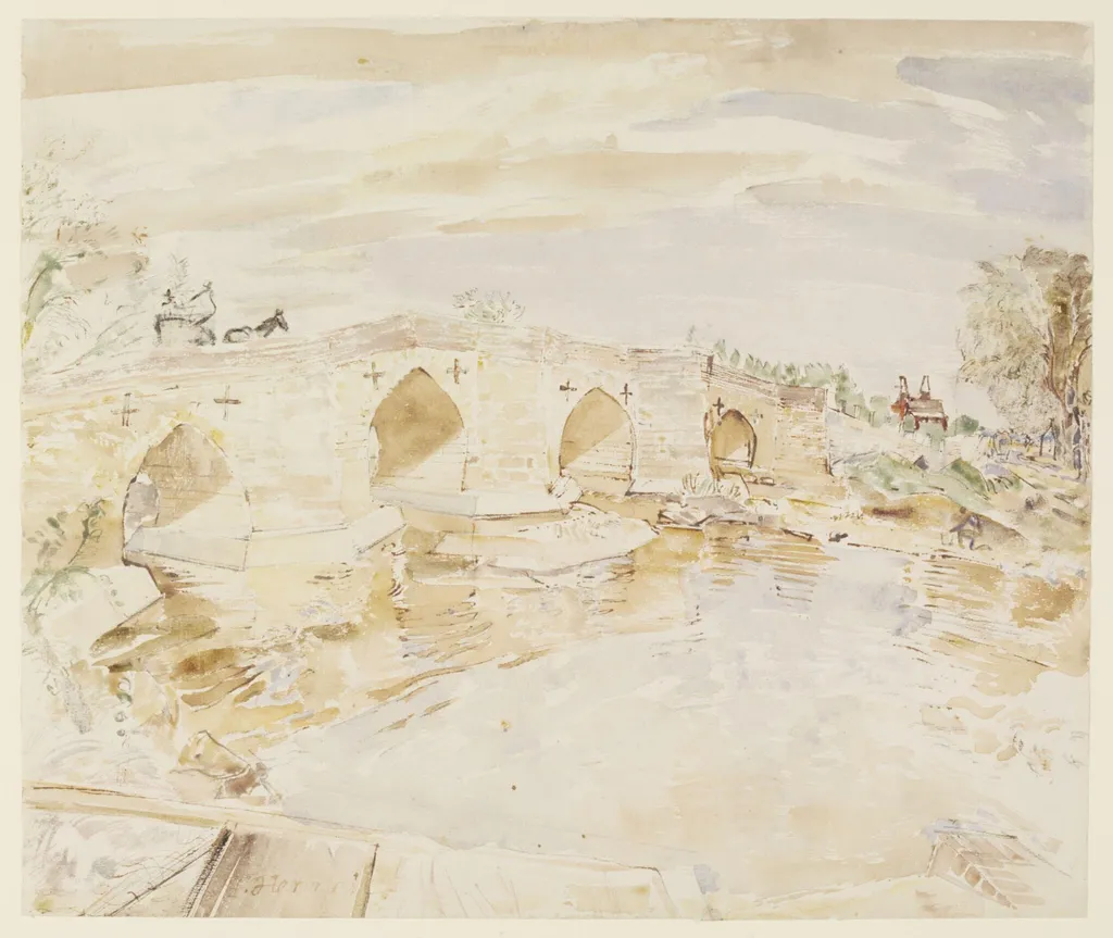 Yalding Bridge, by Hennell, watercolor, 1940
