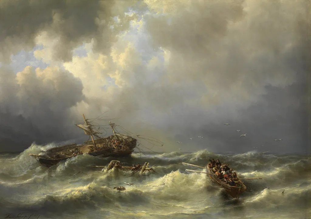 Shipwreck, by Henri Adolphe Schaep, oil, 1857