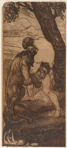Hercules and the Nemean Lion, by Henri-Arthur Lefort des Ylouses