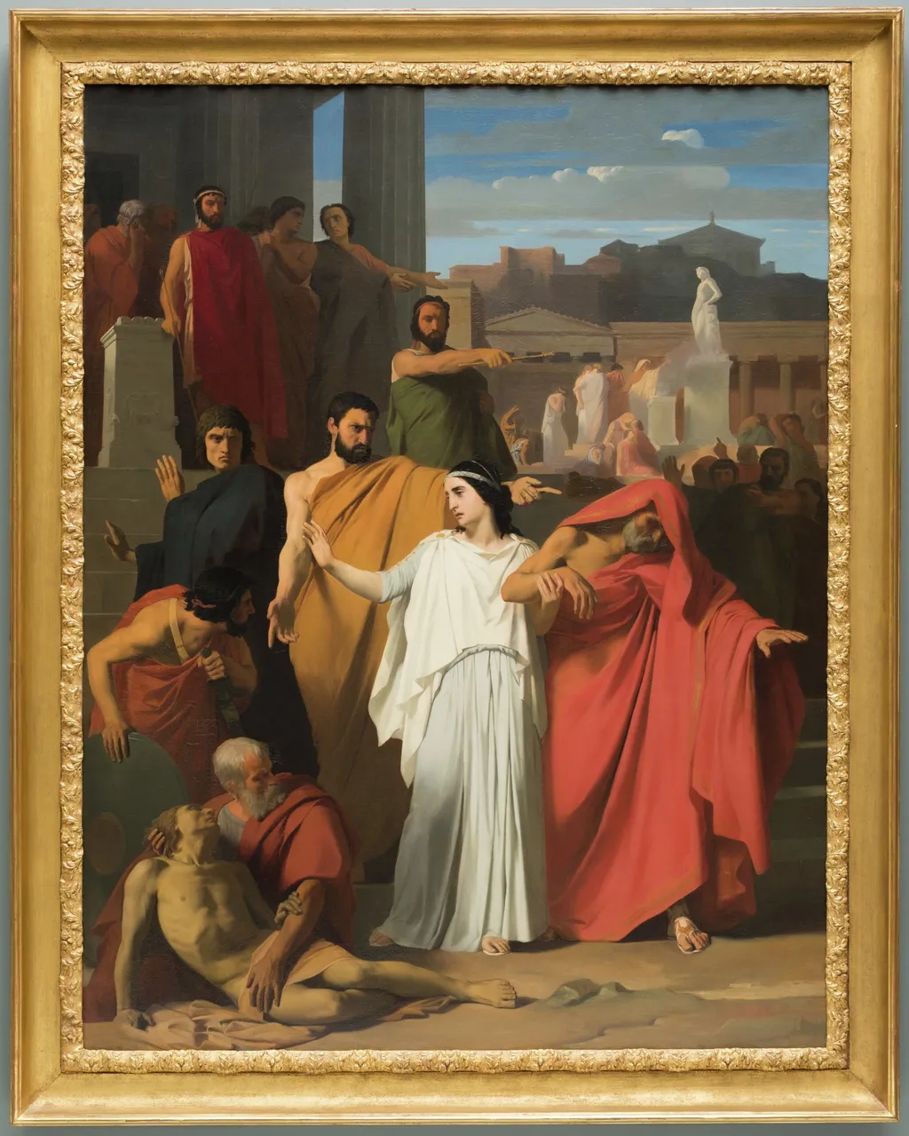 Oedipus Going into Exile from Thebes, by Henri Augustin Gambard, oil, 1843