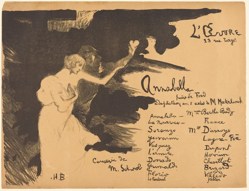 Annabella ('Tis Pity She's a Whore), by Henri Bataille, ink, 1894