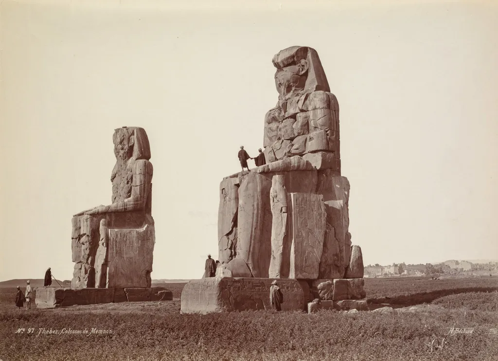 Thebes, The Colossi of Memnon, by Henri Béchard, 1874