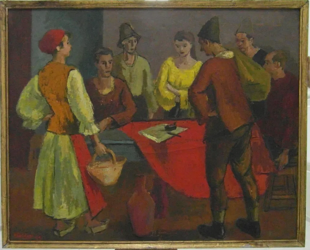 „Înscrierea în Gospodăria Colectivă“, by Henri Catargi, unspecified, 1959