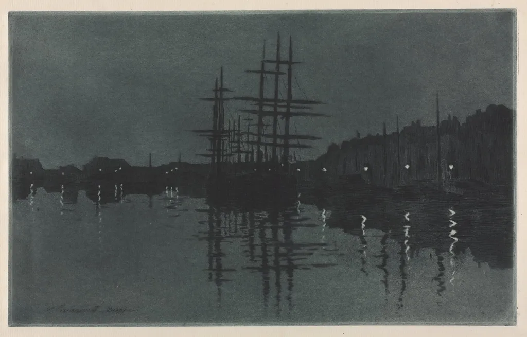 Effect of Moon at Dieppe, by Henri-Charles Guérard, 1885