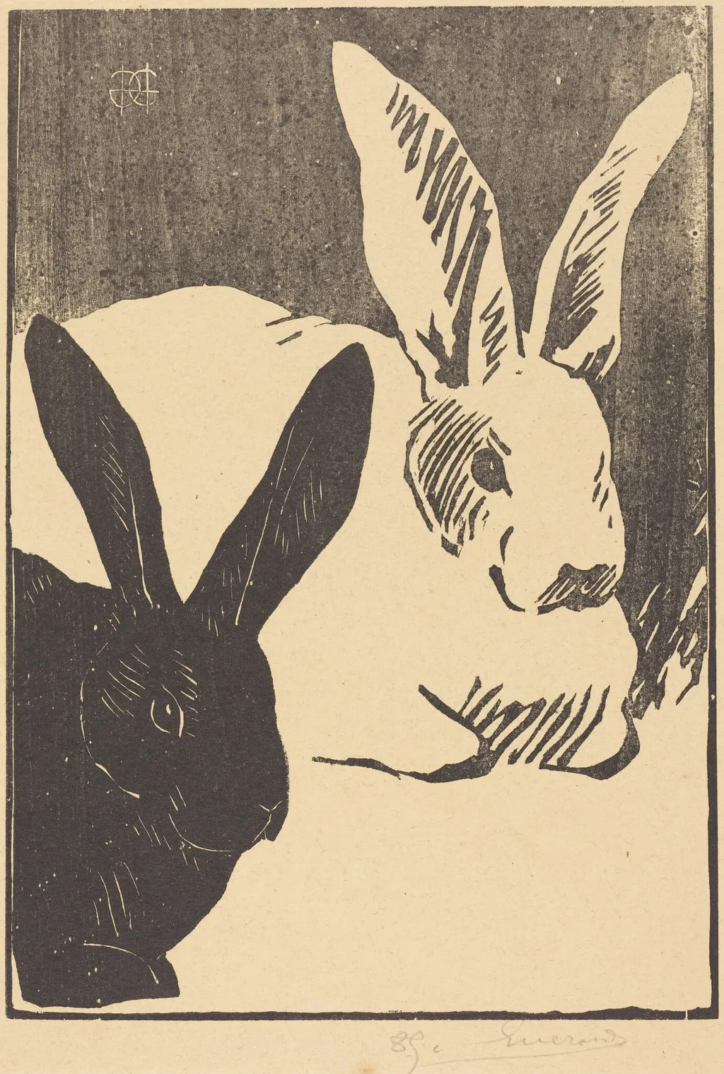 Rabbits (Les Lapins), by Henri-Charles Guérard, ink, 1893