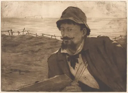 Sur la falaise [Self-Portrait], by Henri-Charles Guérard