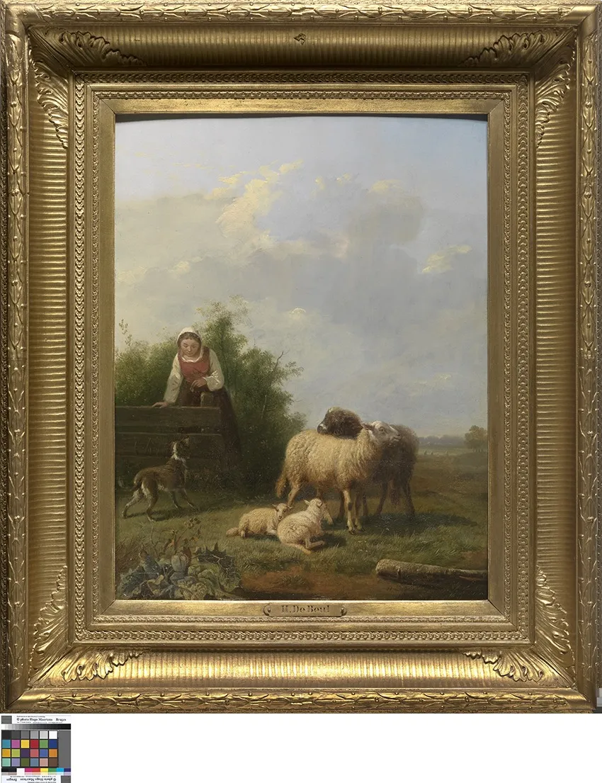 Landschap met schapen, by Henri De Beul, oil, 1845