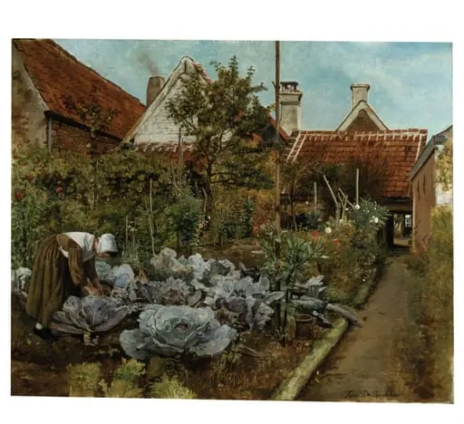A Flemish Kitchen Garden: La Coupeuse de Choux, by Henri de Braekeleer