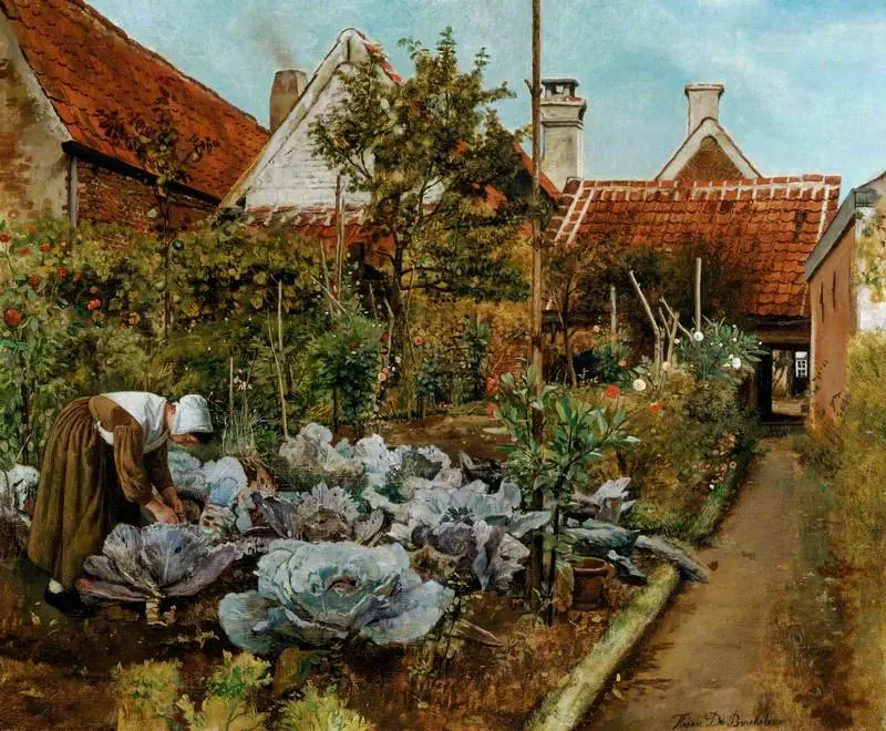 A Flemish Kitchen Garden: La coupeuse des choux, by Henri de Braekeleer