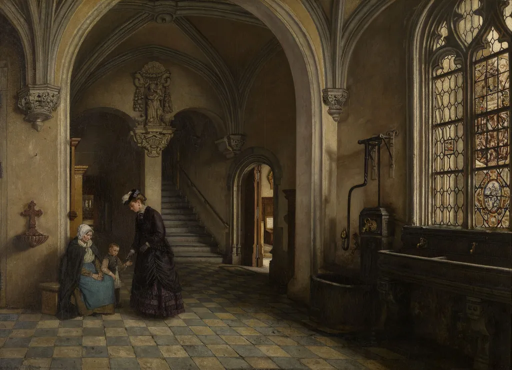 Interior of the Church of Saint Paul in Antwerp, by Henri de Braekeleer, oil, 1867