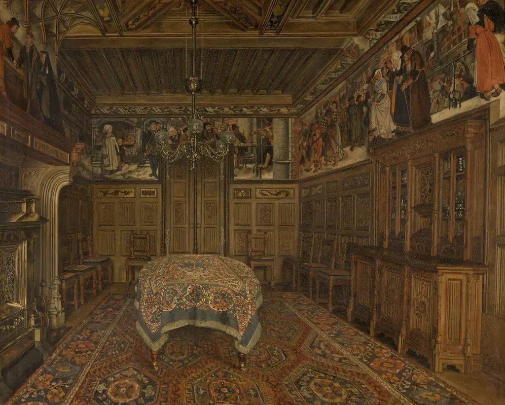 The Dining Room at the Home of the Artist Henri Leys, by Henri de Braekeleer