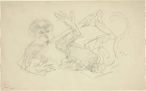 A Monkey Playing on His Back, by Henri de Toulouse-Lautrec