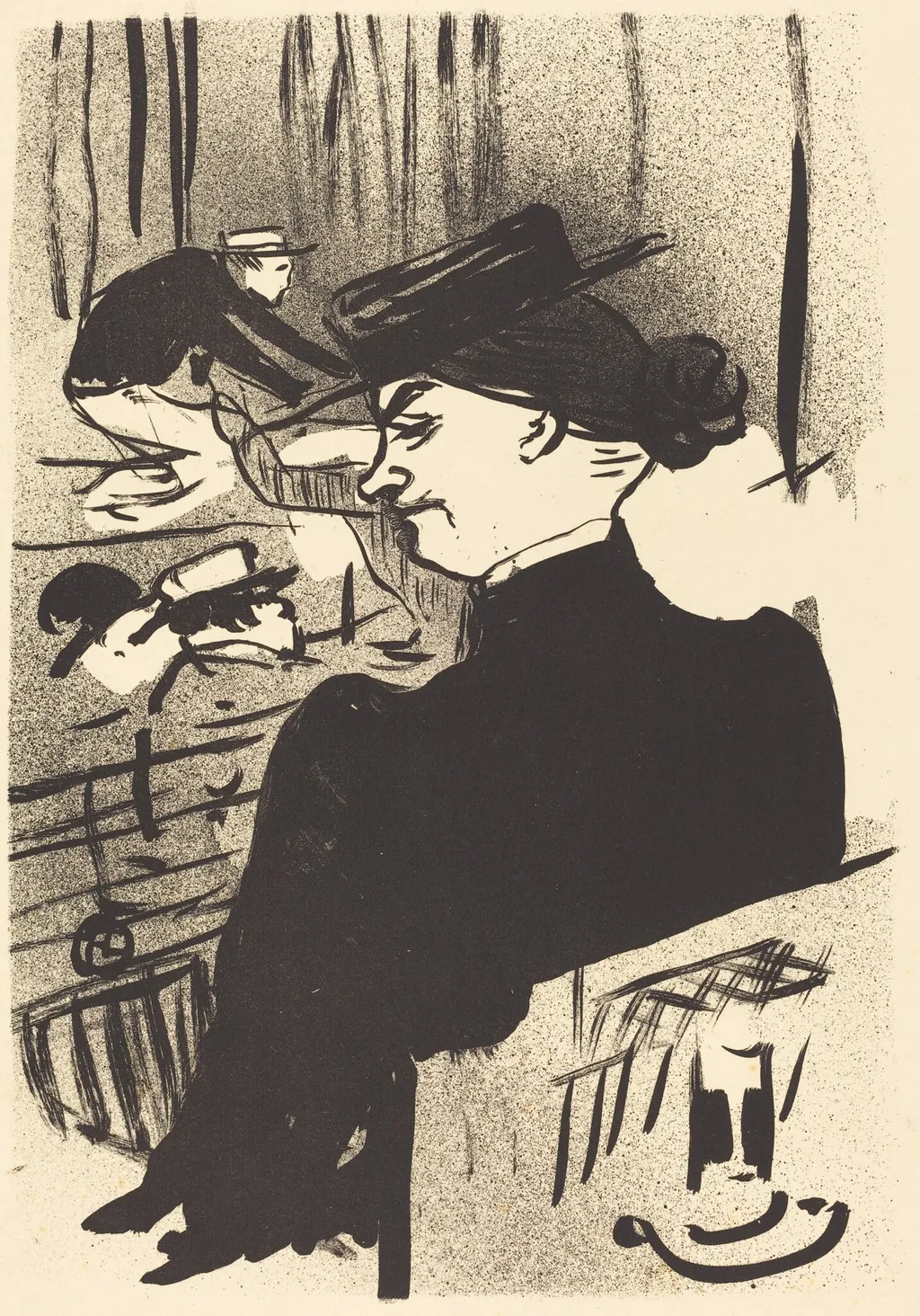 A Spectator (Une spectatrice), by Henri de Toulouse-Lautrec, ink, 1893