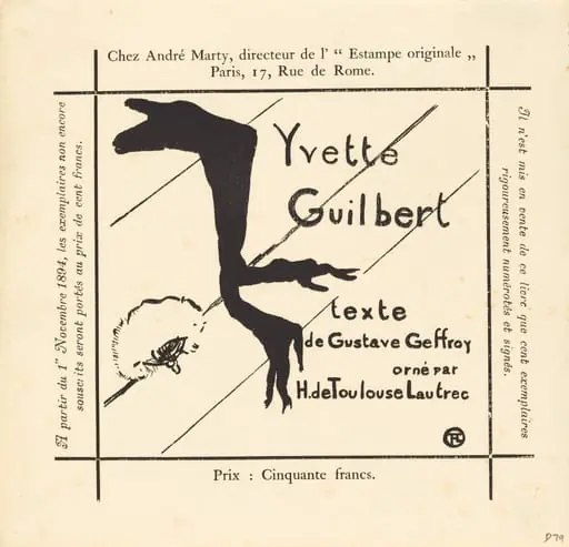 Advertisement for the Album "Yvette Guilbert", by Henri de Toulouse-Lautrec
