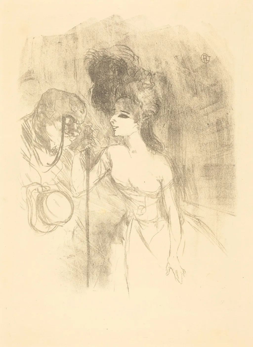 Anna Held and Baldy (Anna Held et Baldy), by Henri de Toulouse-Lautrec, ink, 1896