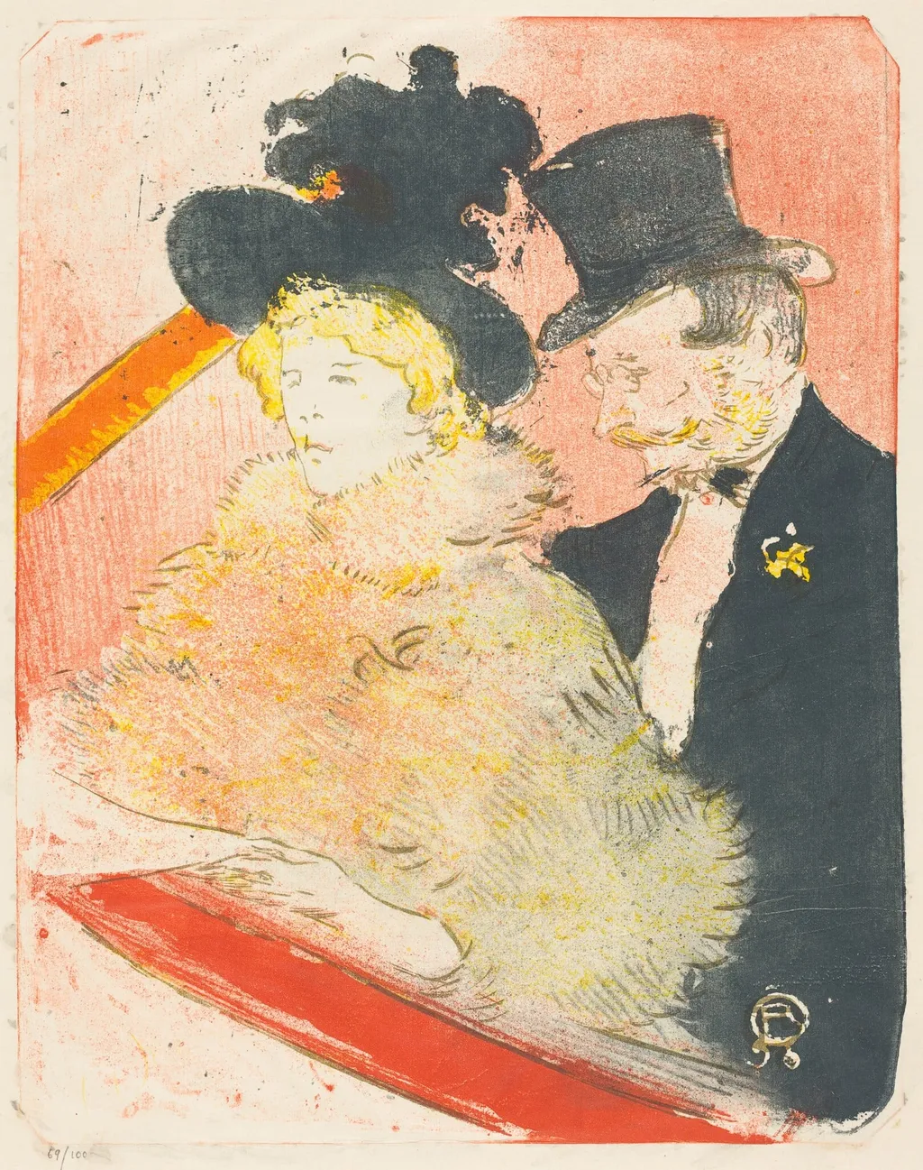 At the Concert (Au concert), by Henri de Toulouse-Lautrec, ink, 1898